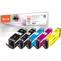 Peach PI100-378, Korkea (XL) värintuotto, Musta, Syaani, Magenta, Keltainen, 17 ml, 10 ml, 5 kpl, Monipakkaus
