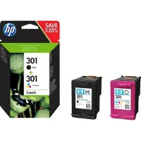 HP 301 -mustekasettipakkaus, 3 ml, musta/väri, 2 kpl