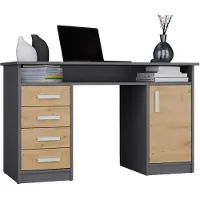 Top E Shop Ada moderni kirjoituspöytä laatikoilla, antrasiitti/tammi, 125×55 cm
