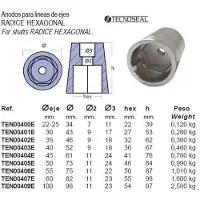 Tecnoseal Juuriakselin Kuusikulmainen Anodi