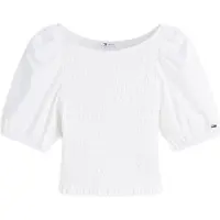Tommy Hilfiger Pusero 'Smock Slim Short Sleeve Blouse' valkoinen