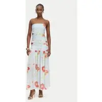 Bardot Solana Printed Mesh Maxi Dress - Blue - XS