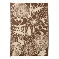 Klippan Yllefabrik Blomranka villahuopa Ruskea-beige, 130×200 cm
