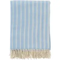 Klippan Yllefabrik Epäsäännölliset raidat villahuopa Infinity blue, 130x200 cm