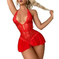 Dark Red Brand Seksikäs pitsinen bodysuit - mekko Charming Girl