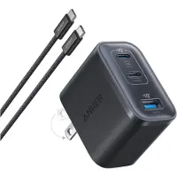 Anker 70W Nano Charger, GaN-verkkovirtalaturi, 2x USB-C, USB-A, musta