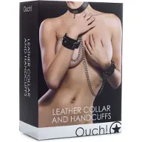 Ouch! Leather Collar &amp; Handcuffs