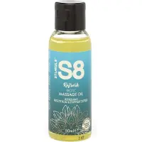 Stimul8 S8 S8 Refresh - Hierontaöljy, 50 ml, raikas, puuvillan ja luumun tuoksuinen, hoitava, ihoa pehmentävä
