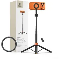 4kom.pl L10S MagSafe Selfie Stick -kolmijalka Bluetooth-kaukosäätimellä - musta / oranssi