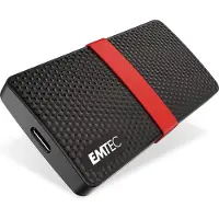 Emtec X200, 512 GB, USB Type-C, 3.2 Gen 1 (3.1 Gen 1), 450 MB/s, Musta, Punainen (ECSSD512GX200)