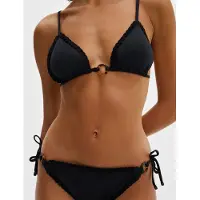 Malina Roselyn Crochet Trimmed Bikini Top - Black - XS
