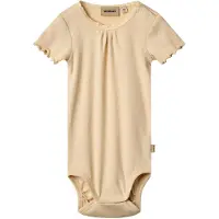Wheat Edna Ribbed Lyhythihainen Baby Body Macadamia 86 cm Beige 86 cm Tytöt