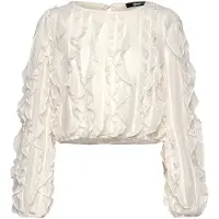 Gina Tricot Frill Top - White - L