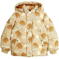Mini Rodini Mammoths Hooded Puffer Jacket - Beige - 80/86