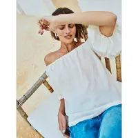 Freequent Off-Shoulder Blouse - White - XL