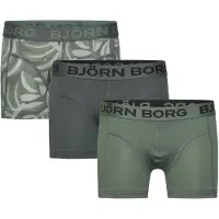 Björn Borg Cotton Stretch Boxer 3P - Khaki green - 122-128