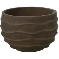 J-Line Flwrpot Waves+Outdoor Br S - Brown - H24.5CM