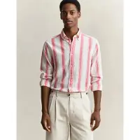 Gant Reg Cotton Linen Stripe Shirt - Pink - XXXL
