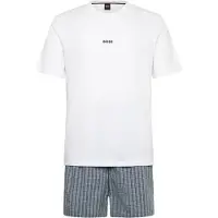BOSS Lyhyt pyjama 'Chris Pattern' kyyhkynsininen / musta / valkoinen