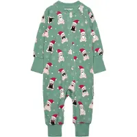 Geggamoja Bamboo Two Way Zip Pyjamas - Green - 98/104