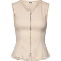Weekday Zip-Up Top - Beige - 44