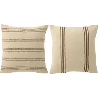 J-Line S/2 Cushion Rec Cott Wh/Br - Cream - W50CM