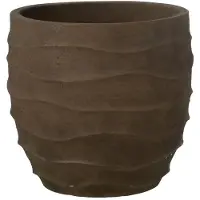J-Line Flwrpot Waves+Outdoor Br L - Brown - H38CM