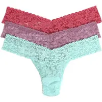 Hanky Panky Signature Lace, Low Rise Thong, 3 Pack Boxed - Pink - ONE SIZE