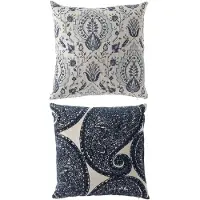 J-Line S/2 Cush Floral Pattern Bl/Wh - Blue - W45CM