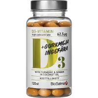 BioSalma D3-vitamiini + kurkuma inkivääri 120 kapselia