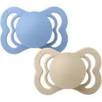 BIBS Supreme Tutti 2-pack Silikoni Koko 1 Symmetrinen, Vanilla/Sky Blue