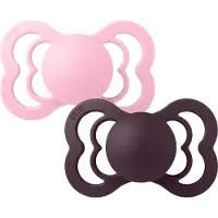 BIBS Pacifier Supreme Silicone Baby Pink Plum Size 2 2pcs