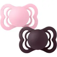 BIBS Supreme 2-pack Symmetrisiä Silikonituttia Baby Pink Plum Baby Pink Plum 0+M Silicone Vaaleanpunainen 0+ kuukautta Tytöt