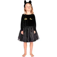 Den Goda Fen Cat Dress - Black - 122-128