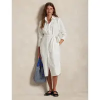 Ralph Lauren for woman. 211928804001 Cotton shirt dress with white belt (32), Casual, Long sleeve