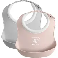 BabyBjörn Ruokalappusetti 2-Pack, Harmaa/Vaaleanpunainen