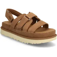 Ugg for woman. 1175122 Goldenstar Gleam leather sandals brown (38), Flat, Suede, Velcro, Casual