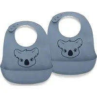Nuuroo Alfie Silicone Short Bib 2-Pack With Print - Blue - ONE SIZE