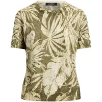 Ralph Lauren Palm-Frond-Print Short-Sleeve Sweater - Green - M