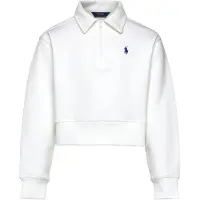 Ralph Lauren Double-Knit Collared Boxy Sweatshirt - White - 132-140