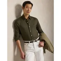 Ralph Lauren for man. 710966294508 Custom Fit Linen Shirt green (S), Casual, Long sleeve