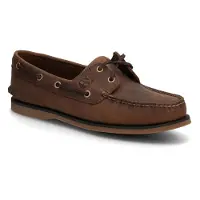 Timberland for man. TB0A2FZXEM41 Classic brown leather boat shoes (45 W), Flat, Laces, Casual