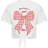 ONLY Kmgida Life Ss Tie Printed Tee Jrs - White - 116