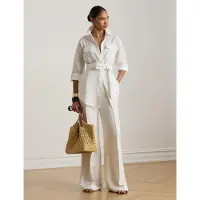Ralph Lauren Relaxed Fit Belted Linen Shirt - White - L