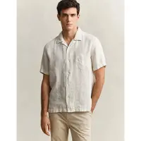 Gant Reg Gmnt Dyed Linen Ss Camp Shirt - Beige - XXXL