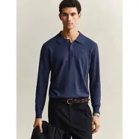 Gant Slub Cotton Linen Polo - Navy - M