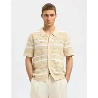 Selected Homme Slhpalo Ss Knit Crochet Polo Cardigan - Beige - L
