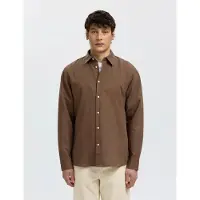 Selected Slmregclay Linenblend Ls Shirt Cla Noos - Brown - L