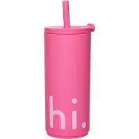 Design Letters Travel Life -termospullo pillillä 50 cl Hi-cherry pink