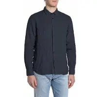 Replay for man. M4159.000.81388B Linen shirt Regular Fit navy (XL), Casual, Long sleeve